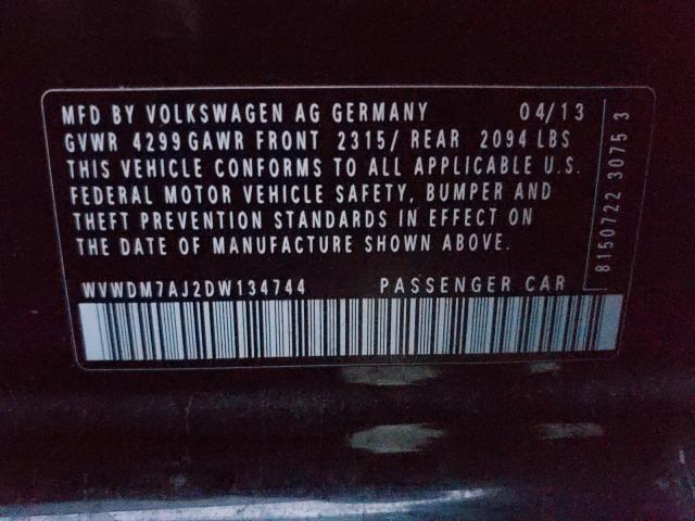 2013 VOLKSWAGEN GOLF WVWDM7AJ2DW134744