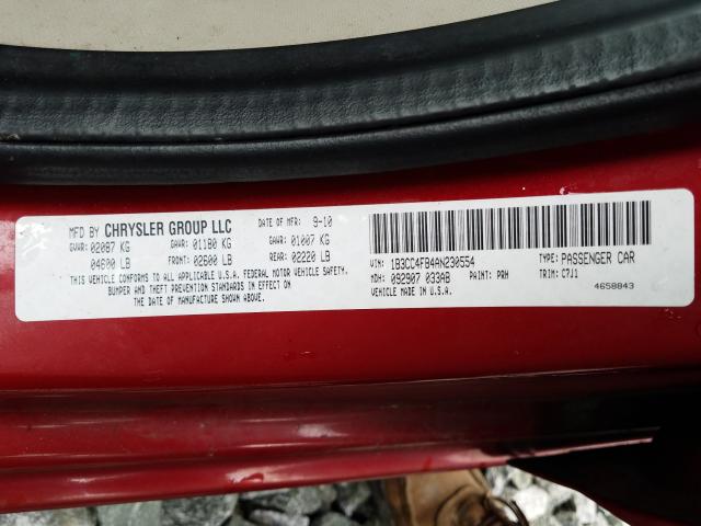2010 DODGE AVENGER SX 1B3CC4FB4AN230554