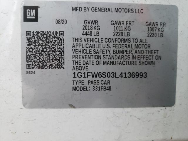 2020 CHEVROLET BOLT EV LT 1G1FW6S03L4136993