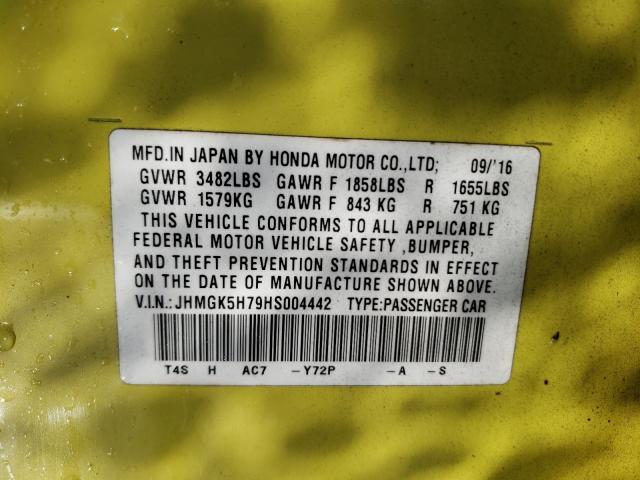 2017 HONDA FIT EX JHMGK5H79HS004442