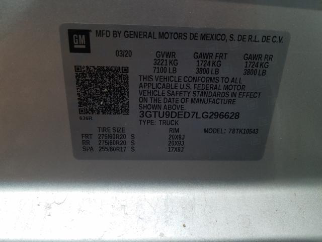 2020 GMC SIERRA K15 3GTU9DED7LG296628