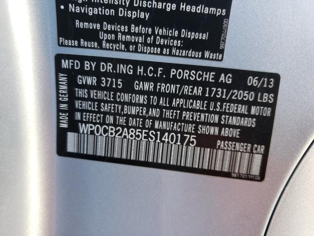 2014 PORSCHE BOXSTER S - WP0CB2A85ES140175