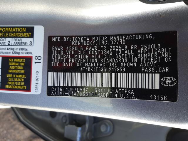 2016 TOYOTA AVALON XLE 4T1BK1EB3GU212859