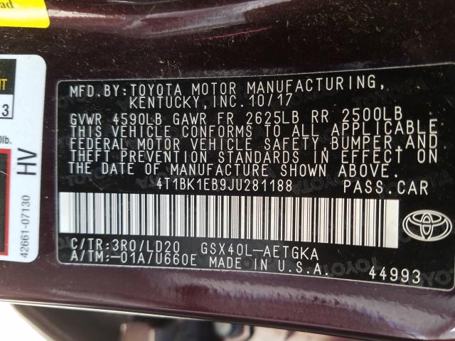 2018 TOYOTA AVALON XLE 4T1BK1EB9JU281188