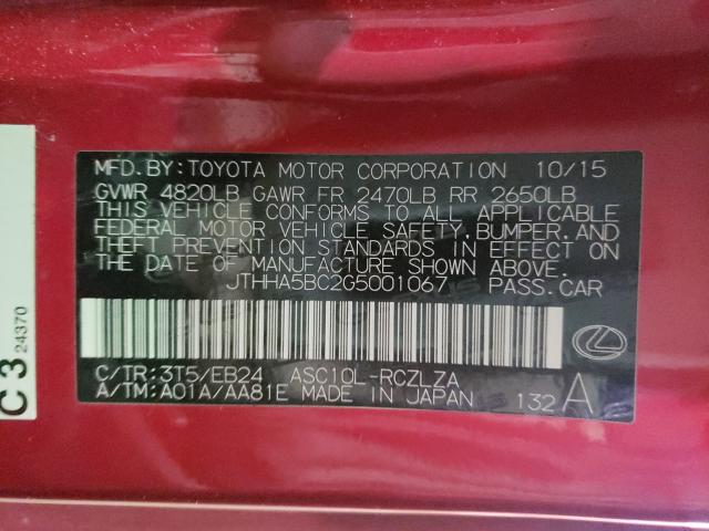 2016 LEXUS RC 200T JTHHA5BC2G5001067