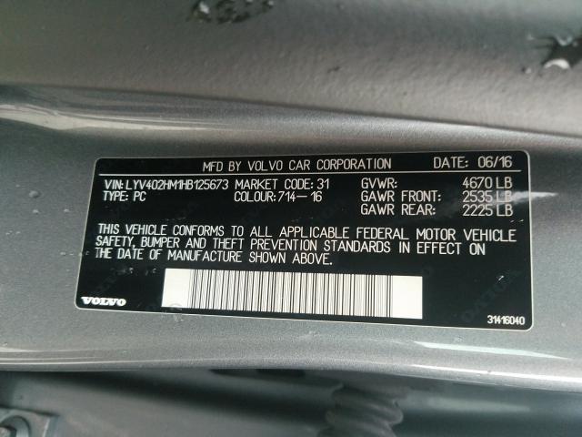 2017 VOLVO S60 PLATIN LYV402HM1HB125673