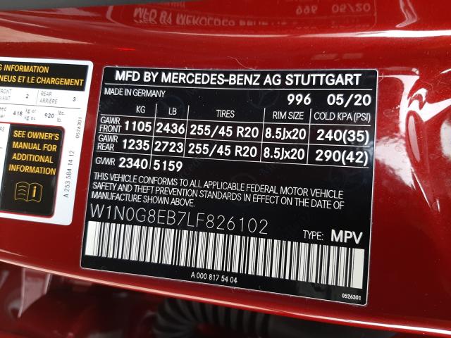 2020 MERCEDES-BENZ GLC 300 4M W1N0G8EB7LF826102