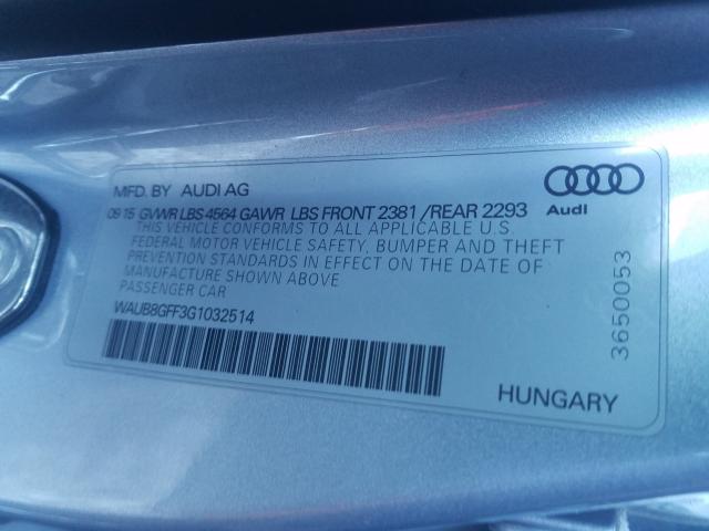 2016 AUDI A3 PREMIUM WAUB8GFF3G1032514