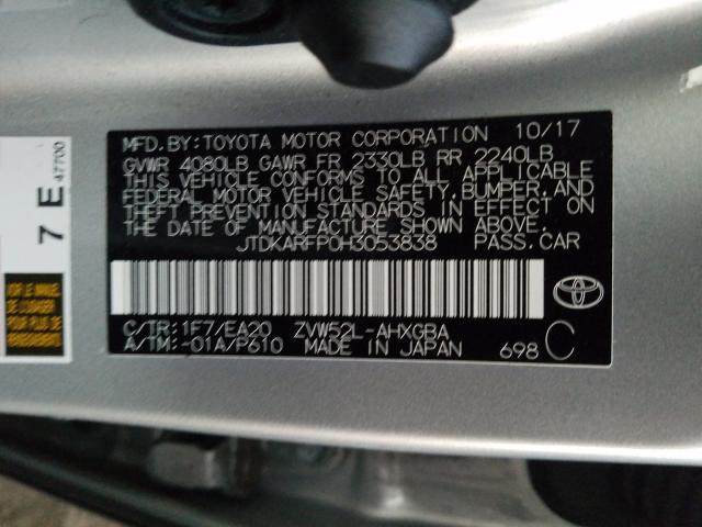 2017 TOYOTA PRIUS PRIM - JTDKARFP0H3053838