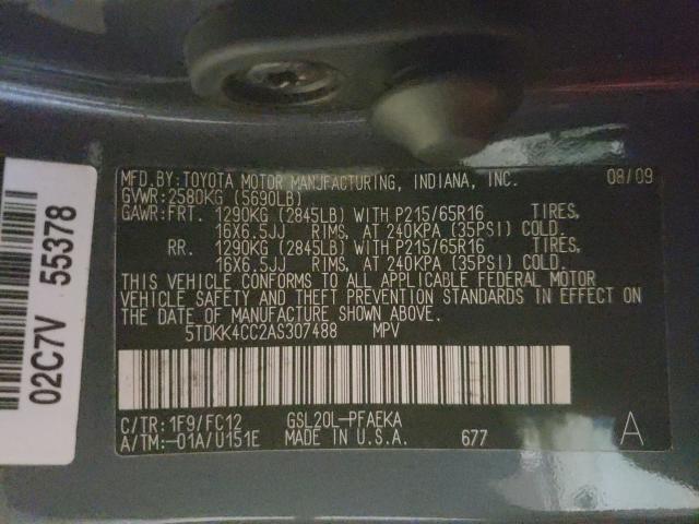 2010 TOYOTA SIENNA CE 5TDKK4CC2AS307488