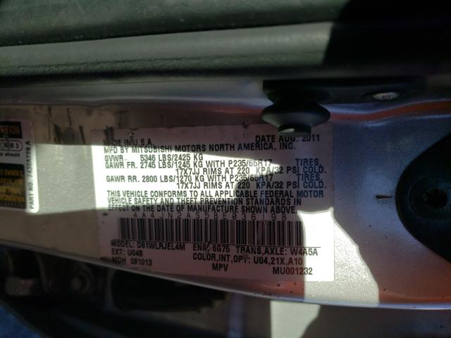 2011 MITSUBISHI ENDEAVOR L 4A4JN2AS5BE036198