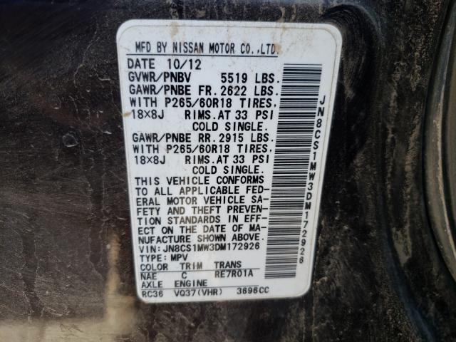 2013 INFINITI FX37 JN8CS1MW3DM172926