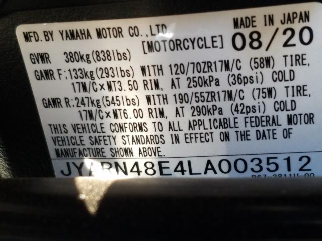 2020 YAMAHA MT10 JYARN48E4LA003512