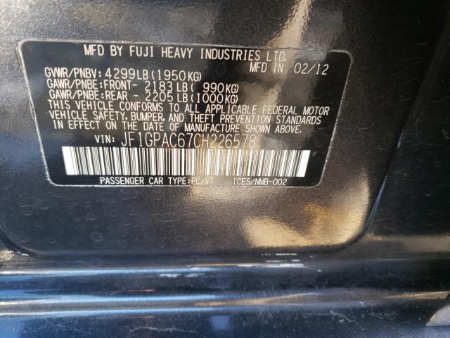 2012 SUBARU IMPREZA PR JF1GPAC67CH226578