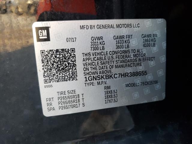2017 CHEVROLET TAHOE K150 1GNSKBKC7HR388655