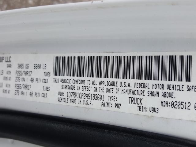 2010 DODGE RAM 1500 1D7RV1CP2AS183601