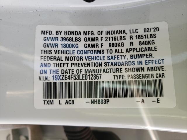 2020 HONDA INSIGHT EX 19XZE4F53LE012867