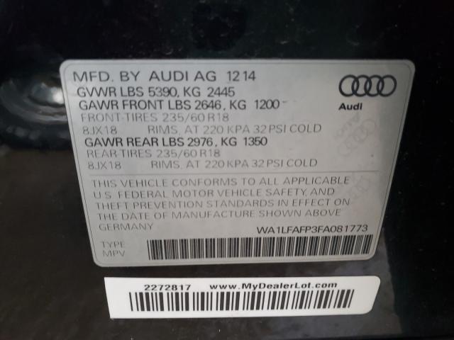 2015 AUDI Q5 PREMIUM WA1LFAFP3FA081773