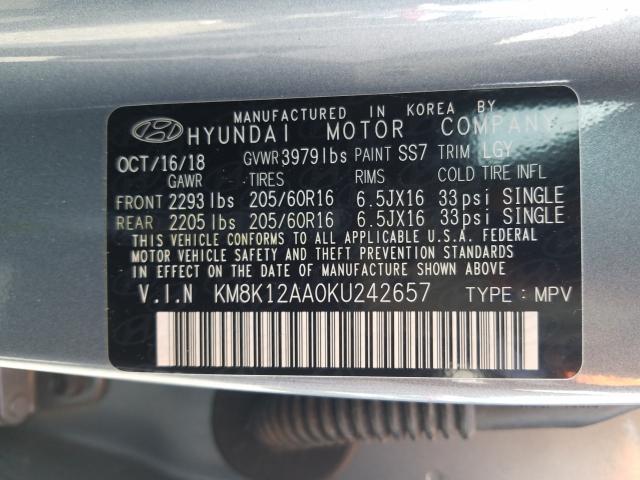 2019 HYUNDAI KONA SE KM8K12AA0KU242657