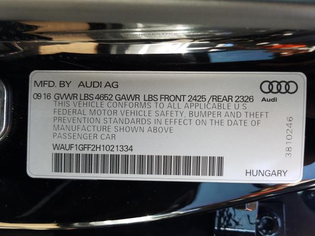 2017 AUDI S3 PRESTIG WAUF1GFF2H1021334