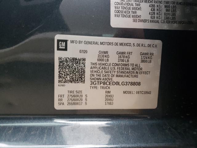 2020 GMC SIERRA C15 3GTP8CED0LG378808