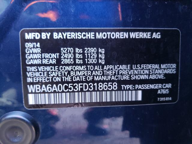 2015 BMW 640 I GRAN WBA6A0C53FD318658