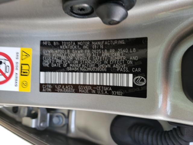 2017 LEXUS ES 350 58ABK1GG3HU038066