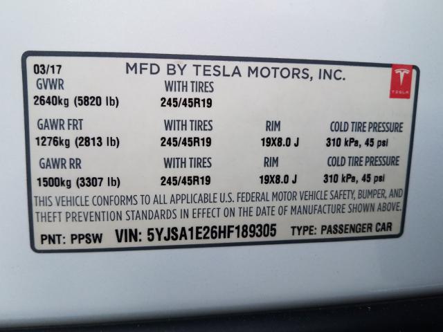 2017 TESLA MODEL S 5YJSA1E26HF189305