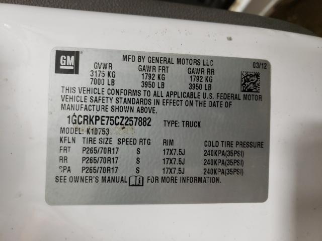2012 CHEVROLET SILVERADO 1GCRKPE75CZ257882