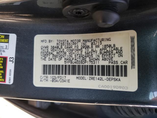 2013 TOYOTA COROLLA BA - 5YFBU4EE6DP175311
