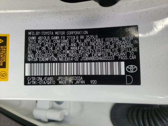 2017 TOYOTA MIRAI JTDBVRBD0HA002223