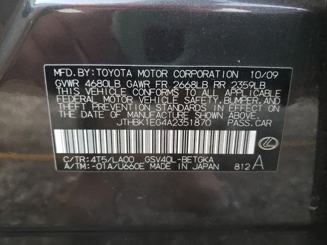 2010 LEXUS ES 350 JTHBK1EG4A2351870