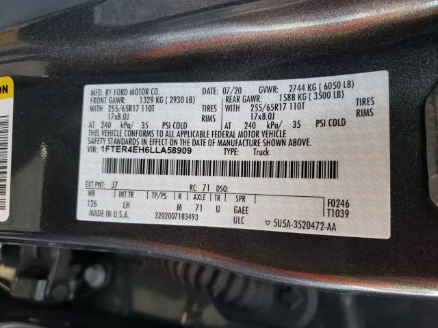 2020 FORD RANGER SUP - 1FTER4EH6LLA58909
