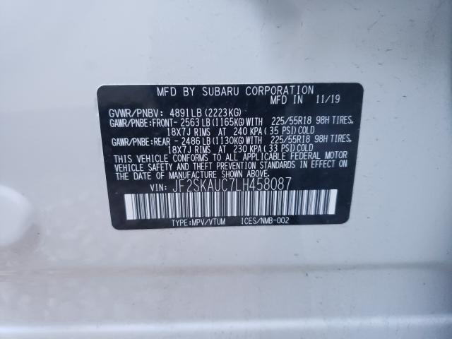 2020 SUBARU FORESTER L JF2SKAUC7LH458087
