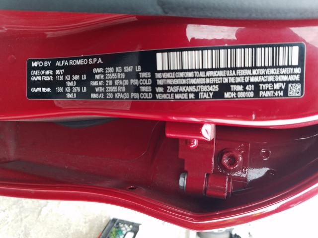 2018 ALFA ROMEO STELVIO ZASFAKAN5J7B83425