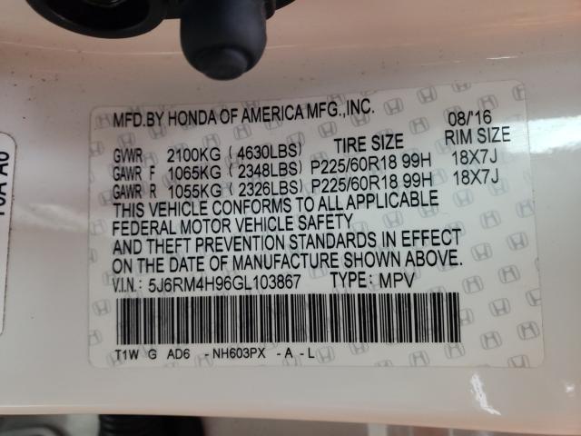 2016 HONDA CR-V TOURI 5J6RM4H96GL103867