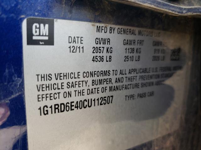 2012 CHEVROLET VOLT 1G1RD6E40CU112507