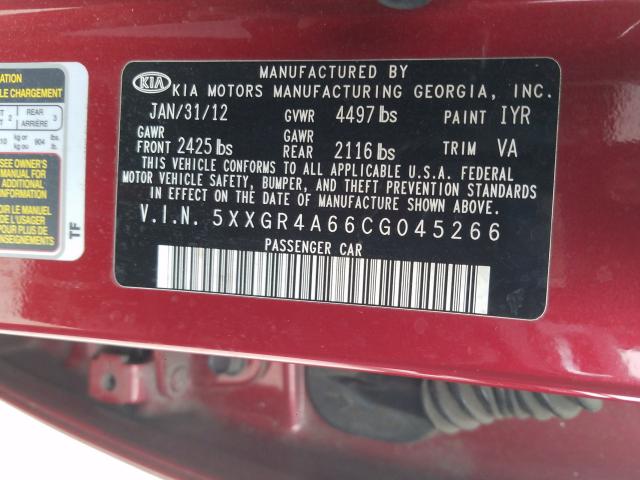 2012 KIA OPTIMA SX 5XXGR4A66CG045266