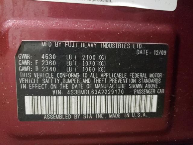 2010 SUBARU LEGACY 3.6 4S3BMDL63A2229170