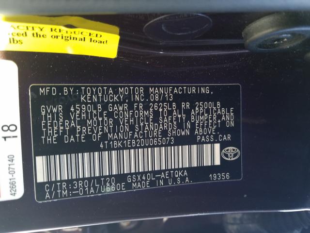 2013 TOYOTA AVALON BAS 4T1BK1EB2DU065073
