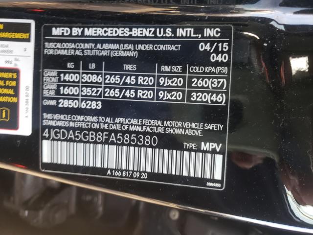 2015 MERCEDES-BENZ ML 400 4MA 4JGDA5GB8FA585380