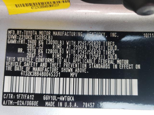 2011 TOYOTA VENZA 4T3ZK3BB4BU045331