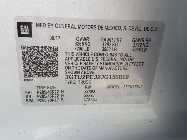 2018 GMC SIERRA K15 3GTU2PEJ2JG156818