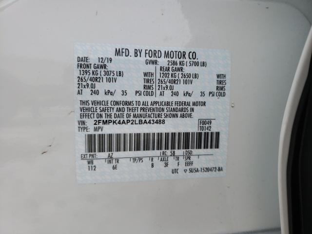 2020 FORD EDGE ST 2FMPK4AP2LBA43488