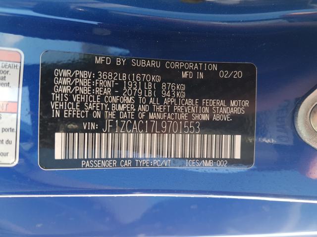 2020 SUBARU BRZ LIMITE JF1ZCAC17L9701553