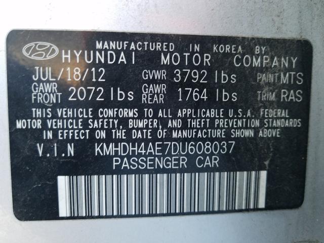 2013 HYUNDAI ELANTRA GL KMHDH4AE7DU608037