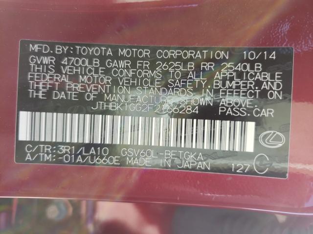2015 LEXUS ES 350 JTHBK1GG2F2166284