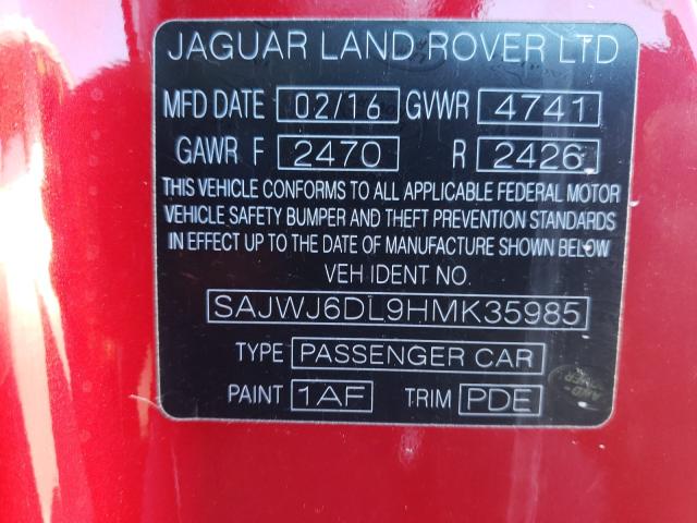 2017 JAGUAR F-TYPE R SAJWJ6DL9HMK35985