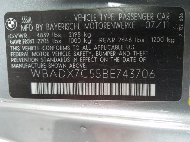 2011 BMW 335 I WBADX7C55BE743706
