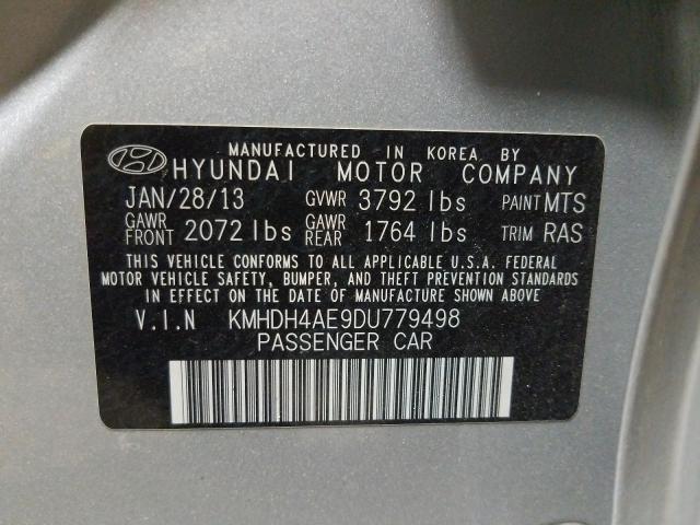 2013 HYUNDAI ELANTRA GL KMHDH4AE9DU779498
